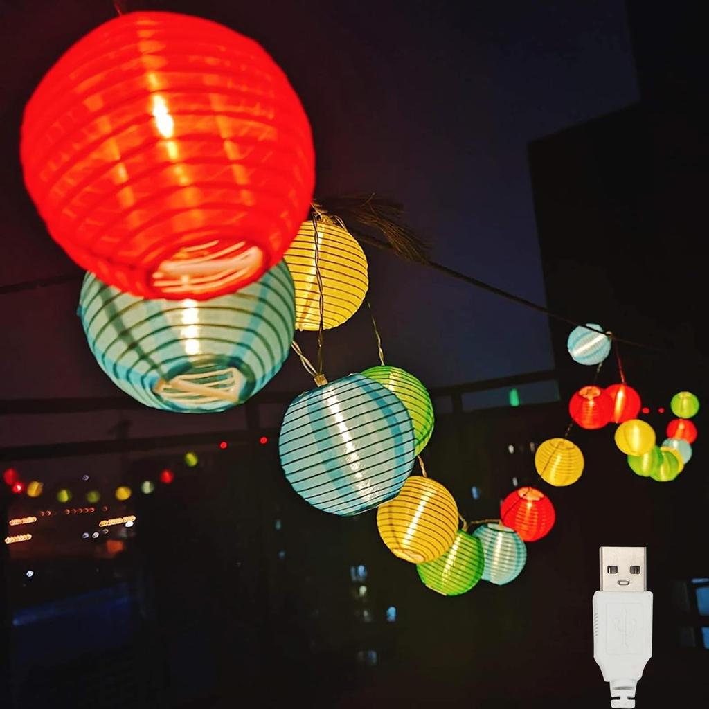 Barevný papírový lampion 40 USB LED řetězové světlo Letní akce DARENYI Světlo, 6M, Žárovky, Lampion, LED, Dobíjecí, Vodotěsné, Světlo, Vnitřní/Venkovní/Obon