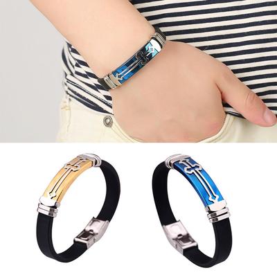 Mode Metallic Kreuz Muster Silikon Band Männer Handgelenk Dekor Armband Armreif