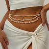 Beach Vacation Conch Starfish Imitation Pearl Waist Chain, Turtle Rice Bead Beaded Elastic Body Chain
