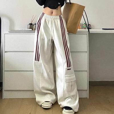 Pantaloni della tuta da donna casual abbinati pantaloni a gamba larga chic abbigliamento sportivo pantaloni cargo larghi coulisse joggers baggy streetwear