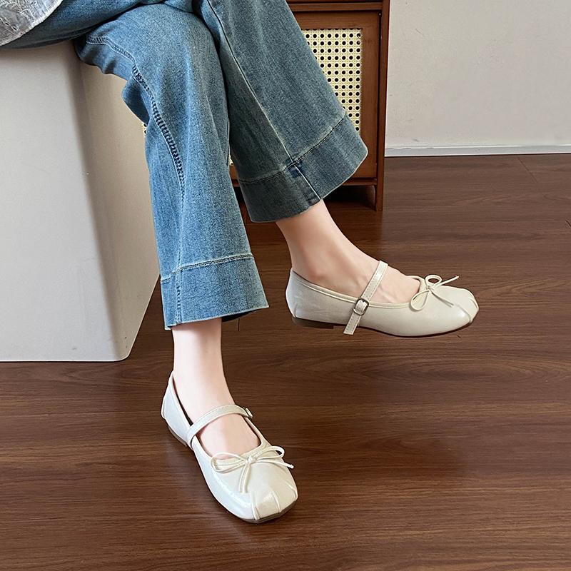 2025 Luxury  Ballet Shoes Woman Classic Square Toe Bowtie Elastic Band Ballerina Flats Ladies Soft Loafers women flat shoes