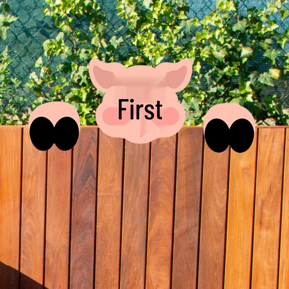 Cartoon Animal Peeking Outdoor Fence Decoration Sign