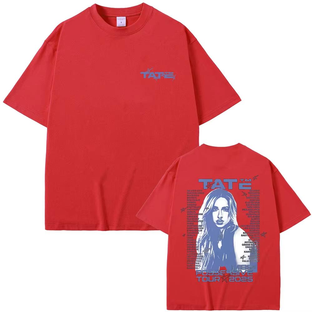 Sängerin Tate Mcrae Merch T-Shirt So Close To What Miss Possessive Tour 2026 T-Shirts Herren Damen Mode Lässig Übergroße T-Shirts