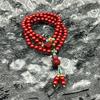 Ethnic Style Multi-Turn Cinnabar God of Wealth Bracelet - Buddhist Beads Hand String