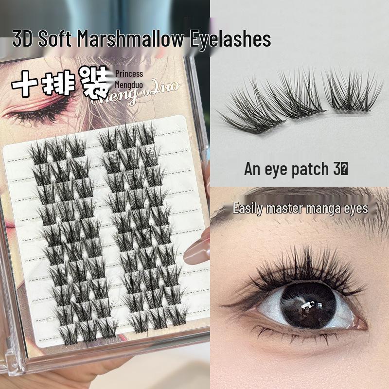 

Mengduo Princess 3D False Eyelashes - Cotton Candy Style, Natural Large Capacity, Single Cluster, Messy Glue, Segmented Upper Lashes. M-54 Three Rows