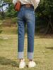 Mishow Jeans feminino 2024 novo algodão sólido design vintage fino elegante cintura alta tornozelo-comprimento calças MXD12K0536