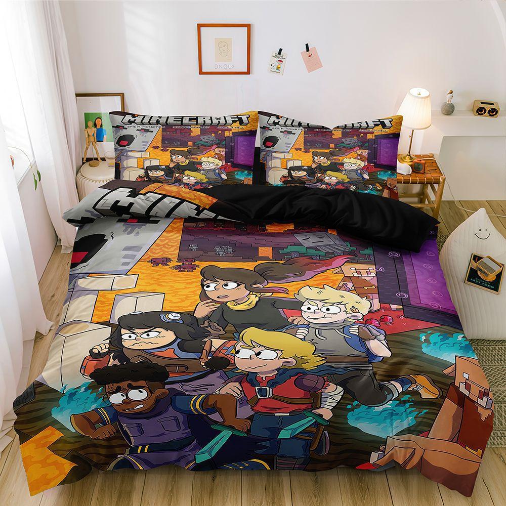Digital Printing Three-Piece Set, Minecraft Themed Game Series Abraded Bedding Kit