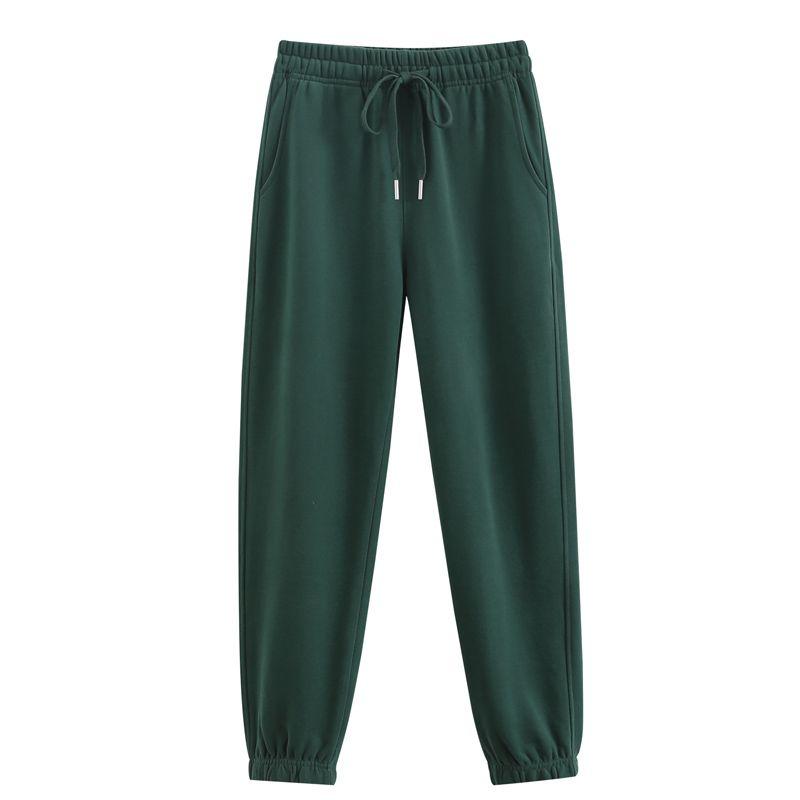 Dark Green High Waist Casual Cotton 2023 New Sweatpants