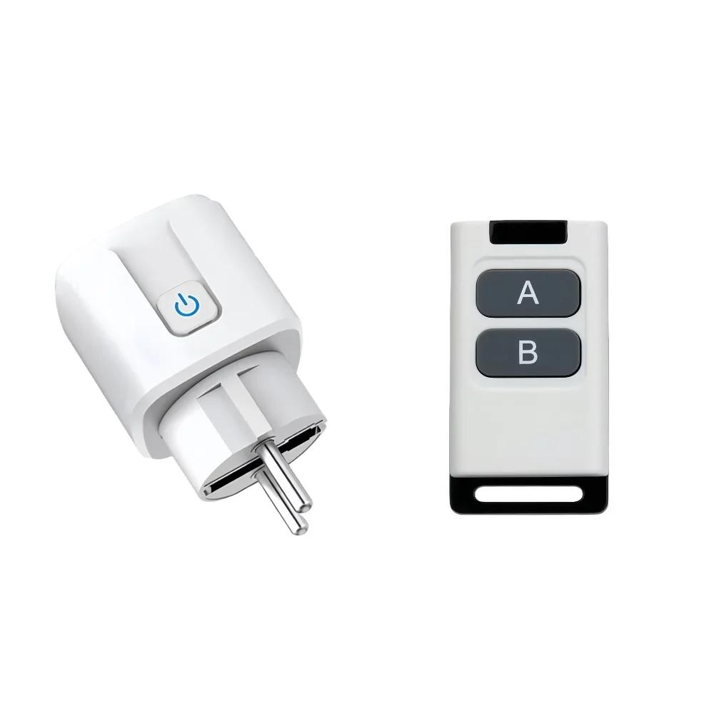 Universal Remote Control Mini Electrical Sockets 433MHZ Rf Smart Plug 220V 15A Single Sockets Switch for Home Appliance led