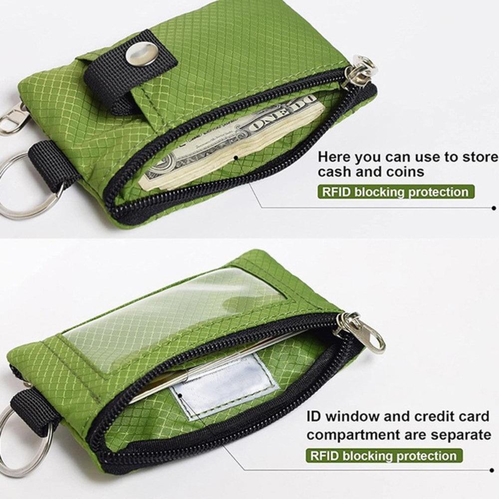 RFID-Blockierendes Kleines Portemonnaie für Damen Wasserabweisend Reise Schlüsselanhänger-Portemonnaie Minimalistisch Herren Schlank Reißverschluss Karten-Lanyard-Portemonnaie Ausweis