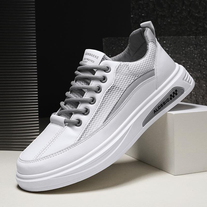 

Сетчатые дышащие туфли на плоской подошве для повседневного отдыха, работы, низкие белые туфли со шнуровкой, мужская обувь 44