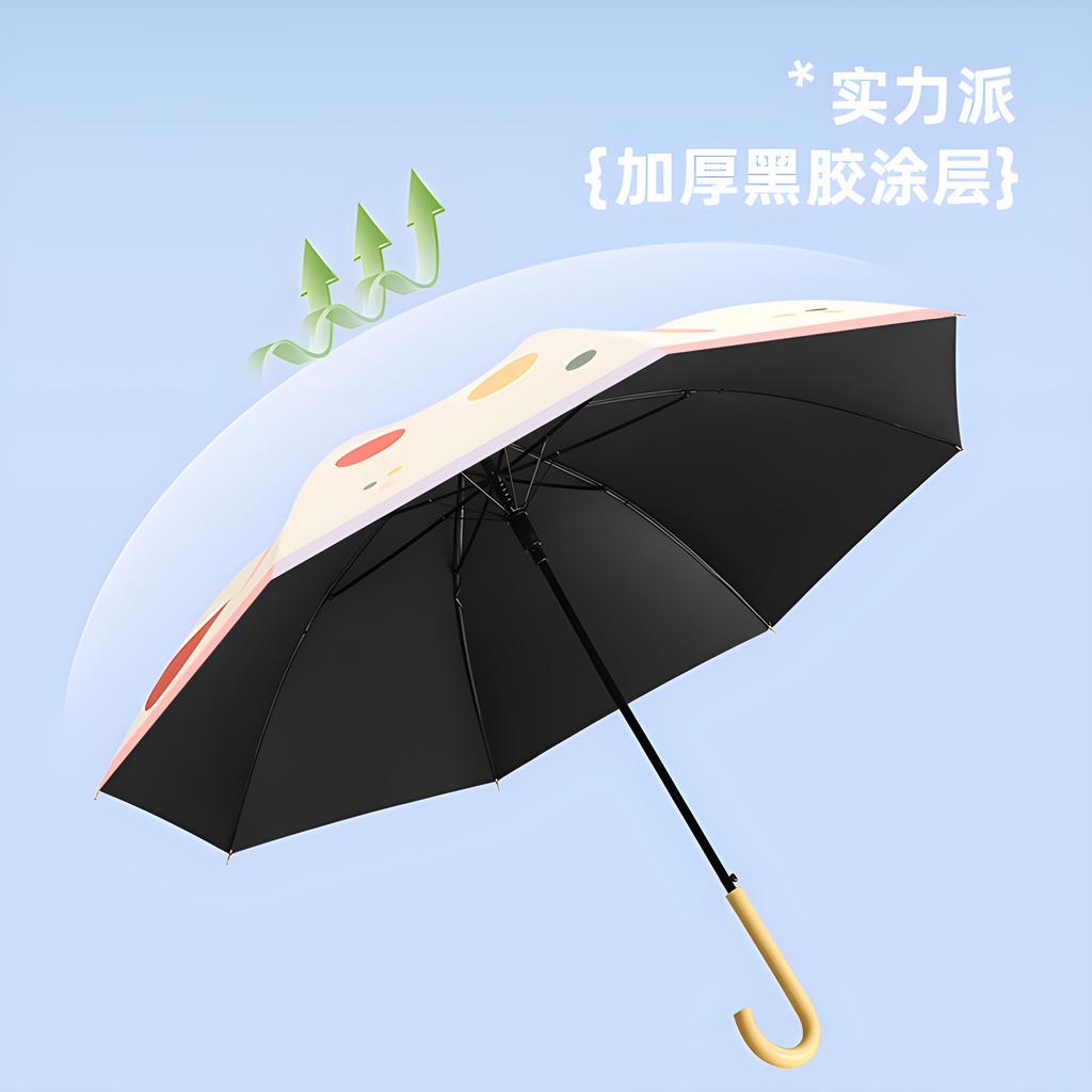 The new eight-bone hand-opened vinyl straight umbrella, red nose cartoon cute sun umbrella creative one-piece delivery