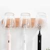 Wall-mounted Bathroom Toothbrush Rack With Gargle Cup Wood Toothbrush Cup Holder White Toilet Electric Toothbrush Storage Rack