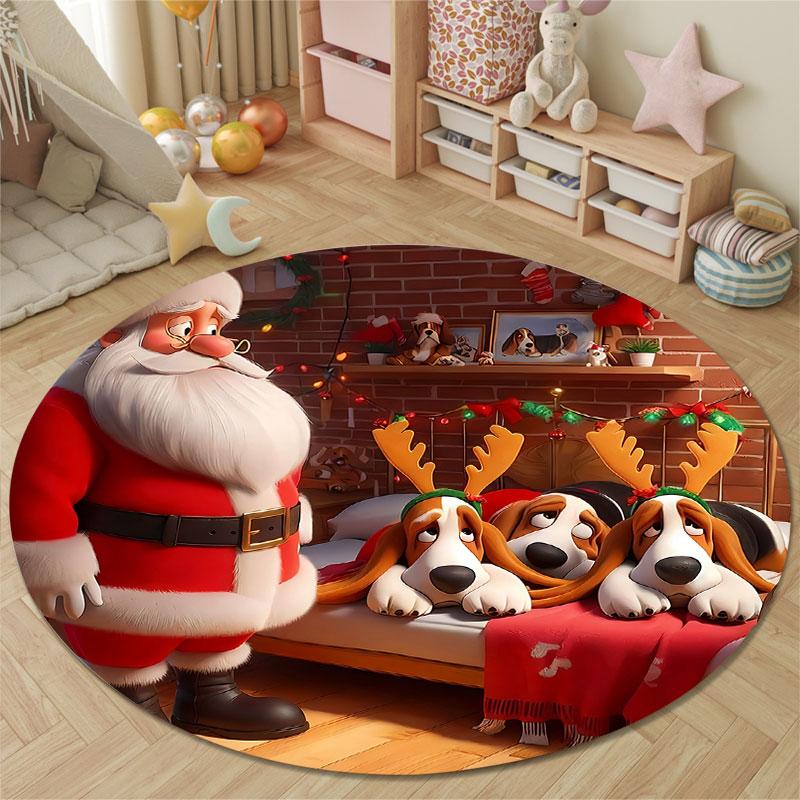 Whimsical Round Halloween Multicolor Carpet, Non-Slip Floor Mat for Kids Room