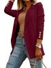 Autumn Winter Women Fashion  Solid Color Lapel Suit Jacket Office Leisure Suit