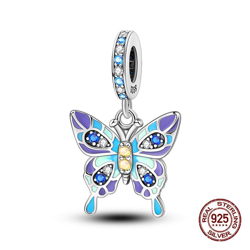 Compatible With 3MM Authentic Bracelets copper Colorful Dragonfly Flower Gem Butterfly Charm Bead Charms Bead Charms Fine Do It Yourself Jewellery Mak