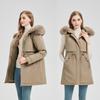 New big fur collar down cotton clothes women's medium and long waist winter outdoor pie to overcome warm cotton-padded jacket