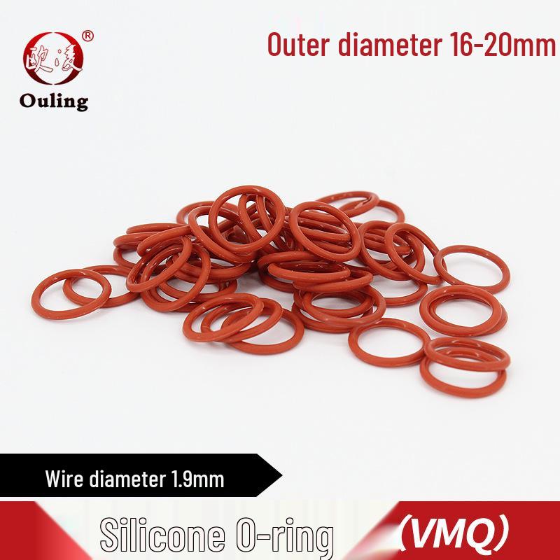 Red Temperature-Resistant Elastic Silicone O-ring, 16-20mm OD, 1.9mm Cross-Section, Eco-Friendly. 17mm OD, 1.9mm CS (10 pcs)