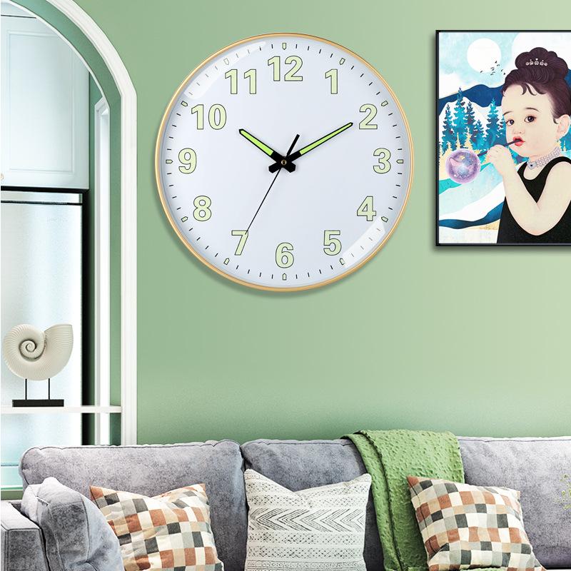 12 Inch 30cm Luminous Plastic Silent Wall Clock Creative Bedroom Living Room Simple Luminous Quartz Clock
