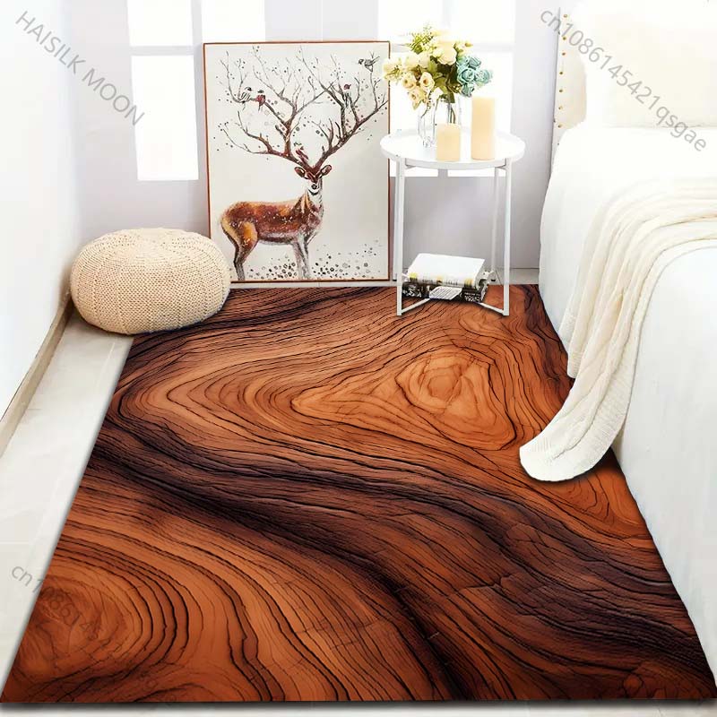 Soft Wood Grain Printing Carpet for Bedroom Living Room Bedside Sofa Floor Mat Modern Home Decor Space Area Rug Large Size