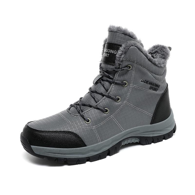 High-top velvet hiking shoes outdoor non-slip and wear-resistant men's breathable casual sports shoes lace-up warm men's shoes