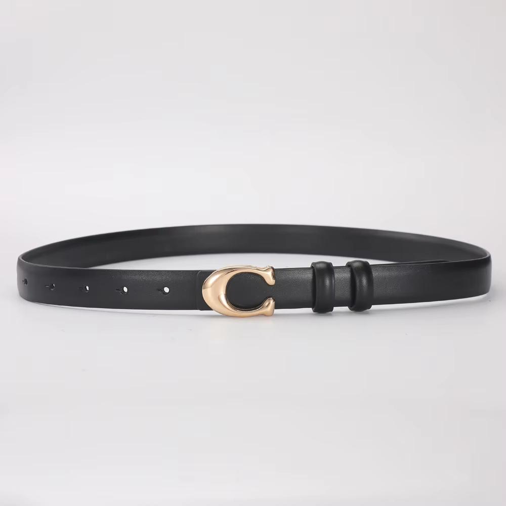 High-quality Women s Fashionable Belt C-shaped Buckle Smooth Buckle Temperament Double-sided Gift For Mother Using Belt 95cm чёрный