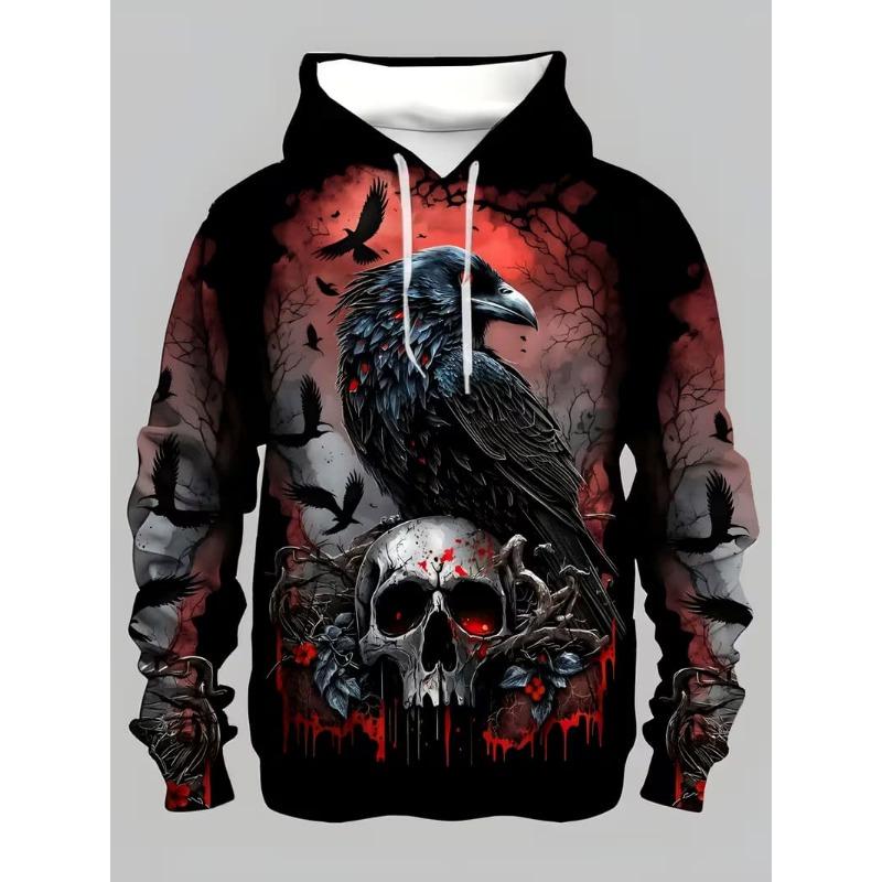 Men's 3D striped print long-sleeve hoodie, comfortable, breathable and versatile men's top
