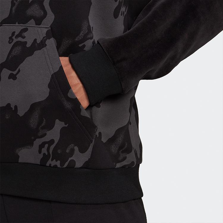 Adidas Aksamitna bluza z kapturem AOP we wzór kamuflażu Męskie bluzy z kapturem Czarna H25088