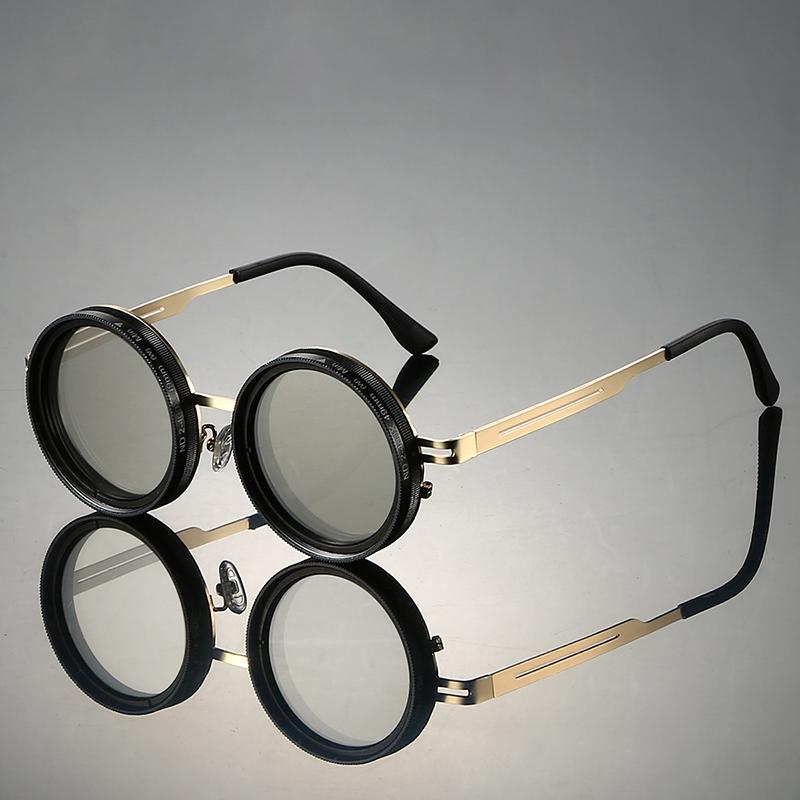 Adjustable Tint Polarized Sunglasses with Built-in ND Filter Men Fashion Vintage Design Shades Women Anti-UV Sun Glasses