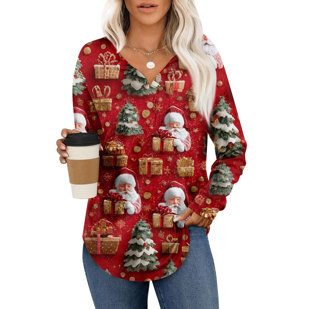 Women's Retro Printed Fashionable Long-sleeved Top