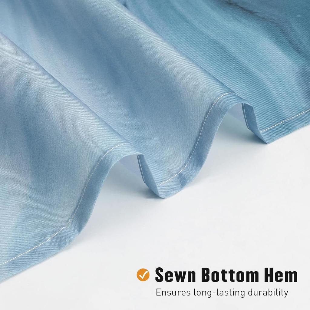 Blue Marble Shower Curtain, Modern Ombre Fabric, Abstract Chic Watercolor Design for Luxury Summer Bathroom Decor