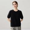 Top a strati da donna Lekasha in cashmere a maniche corte con scollo rotondo
