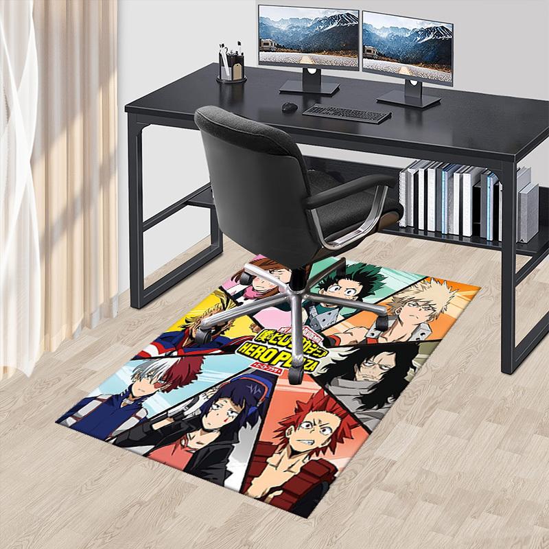 1pc My Hero Academia Anime Cartoon Design Chair Mat - Seasonal Gift for Office, Home Decor, Living Room, Bedroom, Game Room - Non-Slip Carpet Suitable