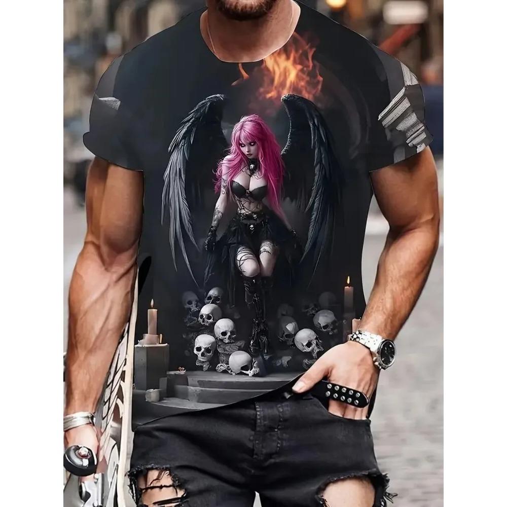 Summer Mens T-shirt Creative Cortoon 3D Printed Short Sleeved T-shirt Fashionable Comfortable Soft Breathable Large Loose T-shirt
