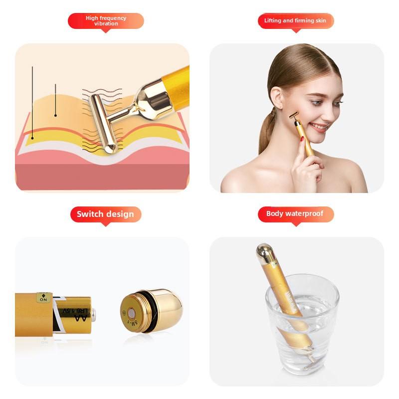 24K Gold Stick Gold Plated Beauty Stick Japanese Beauty Implements Facial Lifting V Face Tool Beauty Stick EffectiveResults