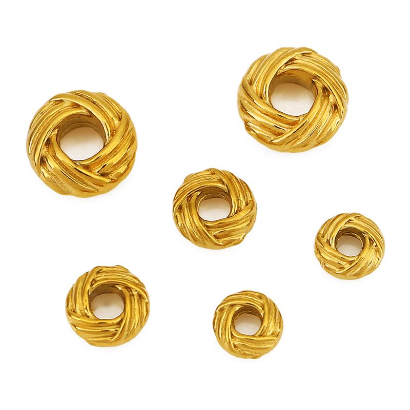 10pcs 5mm 6mm 8mm Never Fade Stainless Steel Large Hole Spacer Beads PVD Loose Necklace Bracelet Beads For Diy Jewelry Making