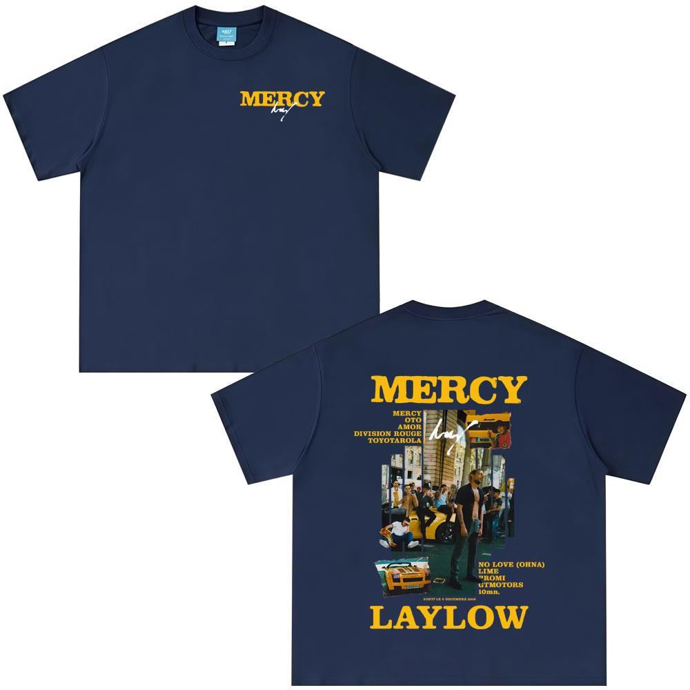 

Летняя футболка 2026 года с принтом французского рэпера Laylow Mercy, мужская, хип-хоп, модная, поп-музыка, хлопковая футболка, ретро, свободная, уличная одежда M