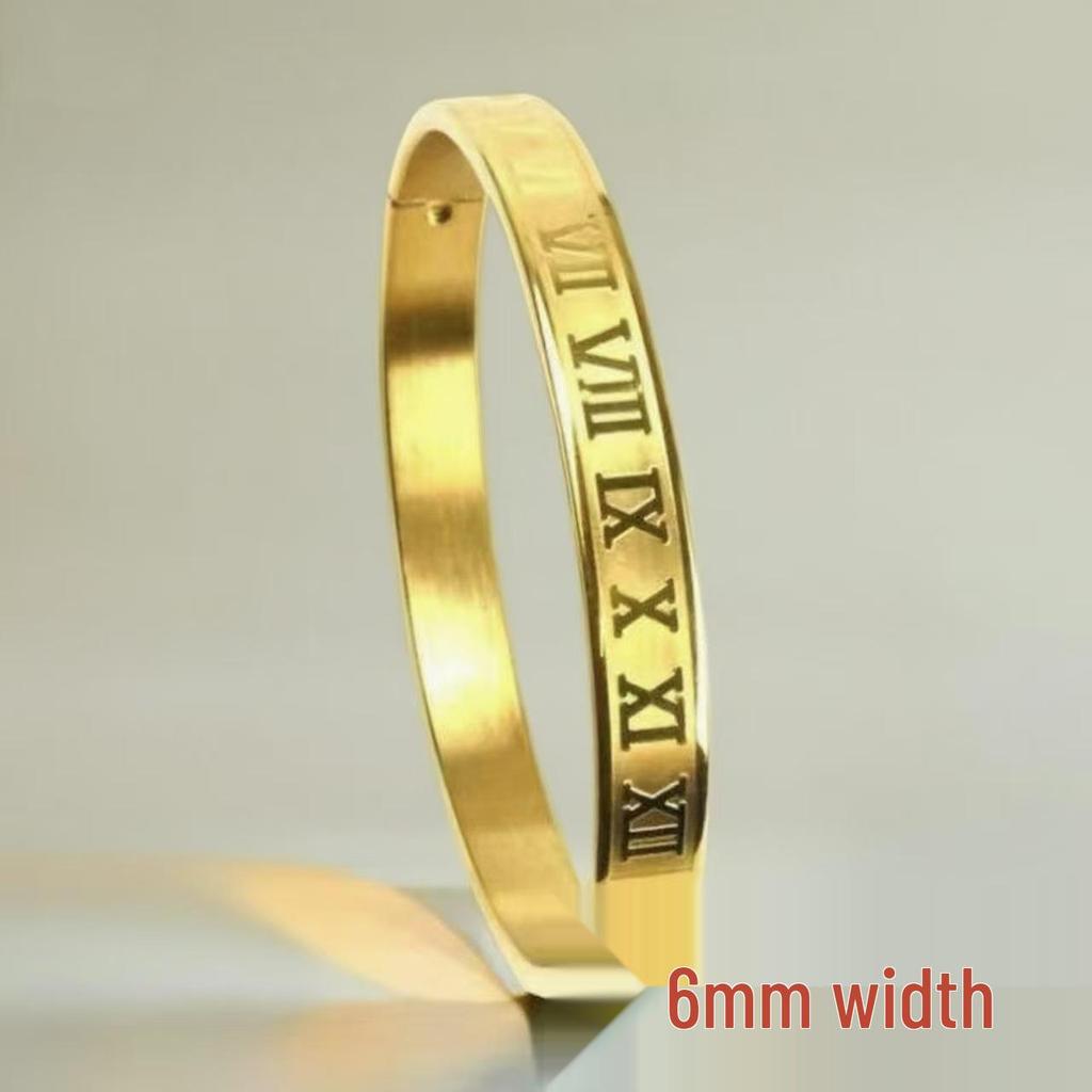 Bracciale in Acciaio Titanio con Numeri Romani - Design con Fibbia Transfrontaliera per Uomo e Donna, Gioielli in Acciaio Inossidabile Anti-Sbiadimento
