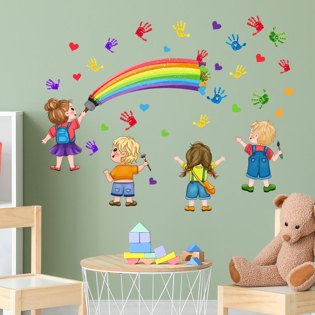 Cartoon Animal Balloon Wall Stickers With Movable Stickers For Decorating Posters And Murals In Children's Rooms