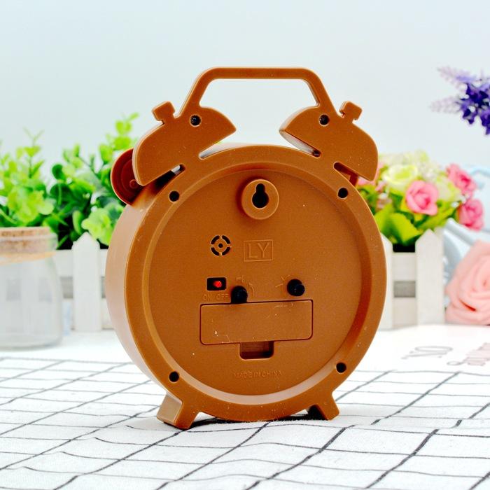 Clock Creative Cartoon Brown Bear Bell Stereoscopic Digital Alarm Clock Student Household Products Company Gifts