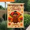 2D Flat, 2D Flat Printing Garden Flag 1pc, Turkey with Autumn Leaves Durable Single-Sided Print Yard Flag, Garden & Home Holiday Decoration, 29.97x44.