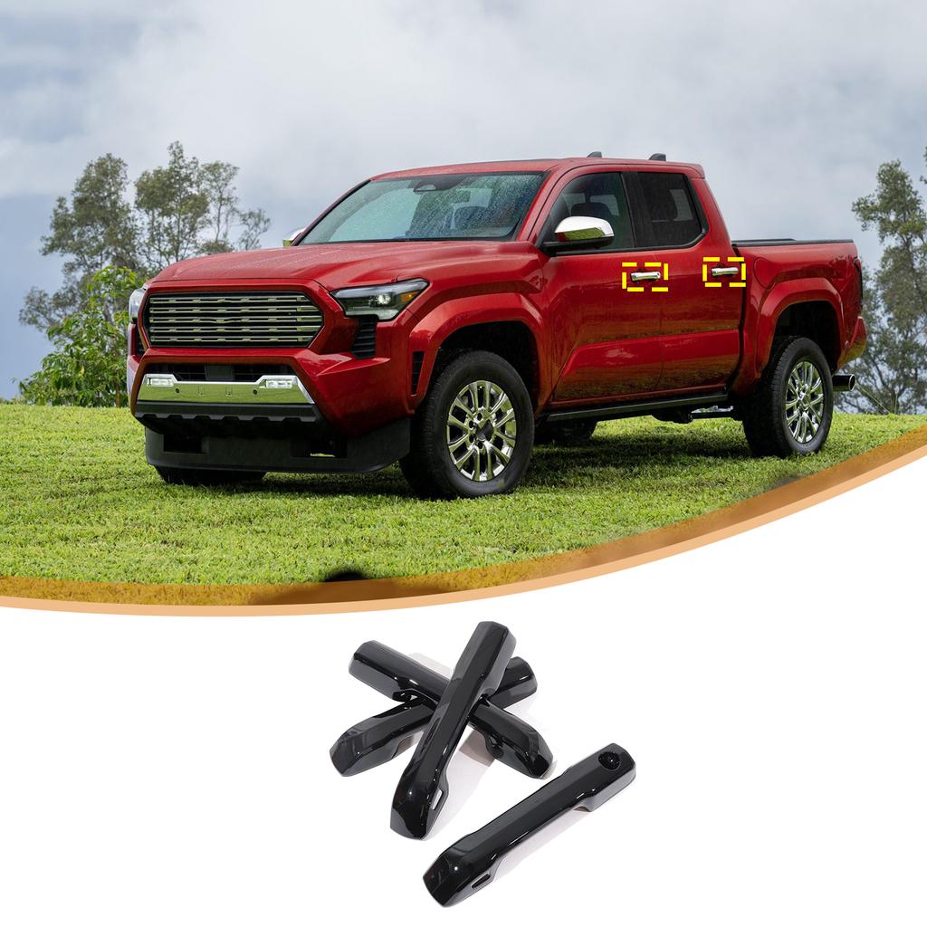 Glossy Black Exterior Side Door Handle Cover Trim For Toyota Tacoma 2024+