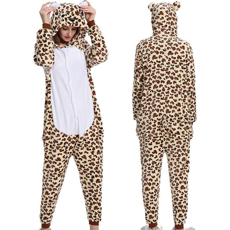 Gemütlicher Unisex Erwachsenen Tier Flanell Onsie Kostüm Pyjama mit Seitentaschen