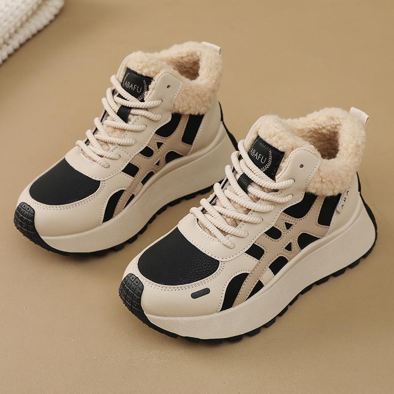 TUINANLE Women Winter Warm Platform Snow Trainers Cotton Plush Sneakers High Top Ladies Shoes