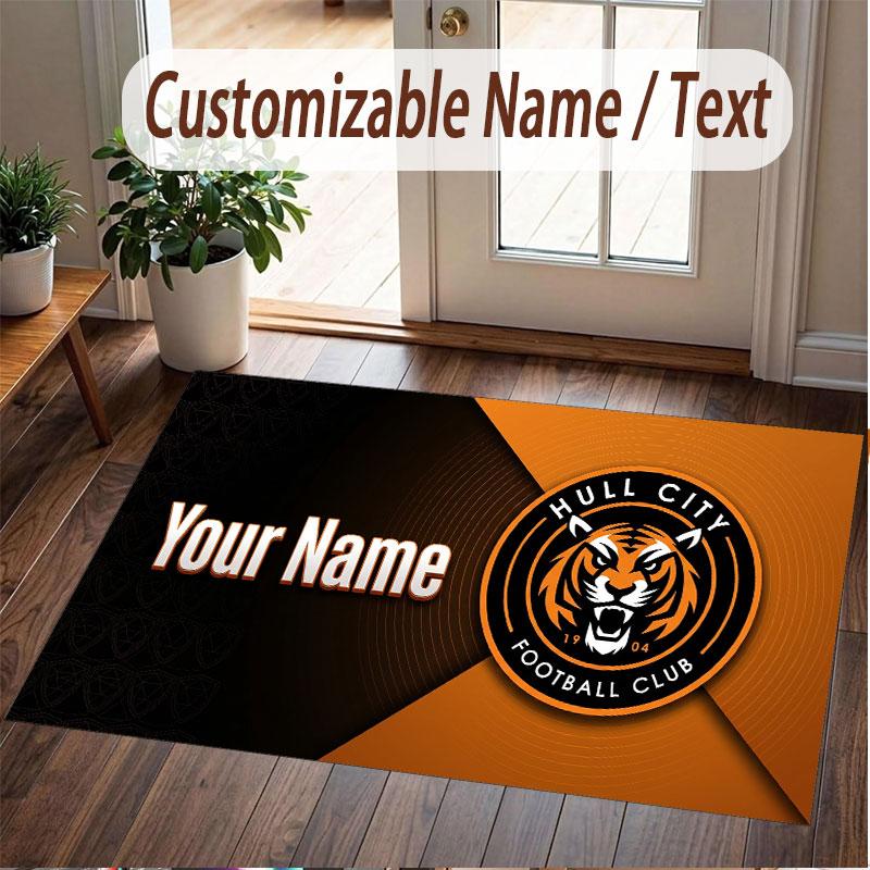 Custom Rug Hull City Pattern Print Name Text Soft Non‑Slip Floor Carpet for Home Indoor Decoration