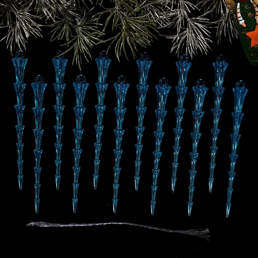 12 Stück Realistische Acryl-Eiszapfen-Weihnachtsdekorationen Fake-Eiszapfen Transparent Klare Eisstreifen Hängende Anhänger Funkelnd