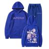 Unisex Hooded Sweatshirt Set Kpop Style Printed Loose Fit Winter