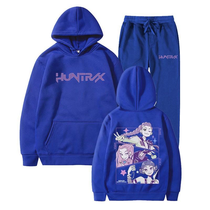 Unisex Hooded Sweatshirt Set Kpop Style Printed Loose Fit Winter