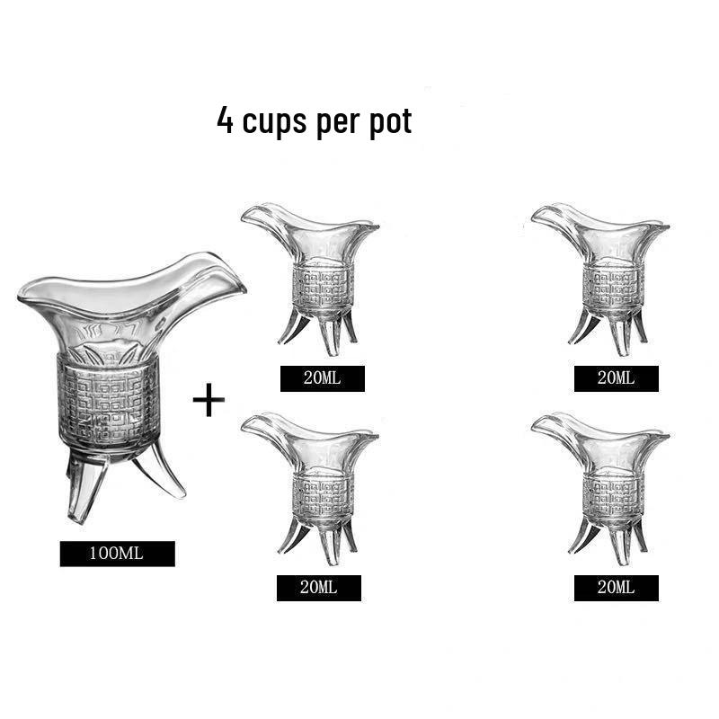 Ancient Emperor Antique Style Lead-Free Glass Wine Set: Three-Legged Small Cup