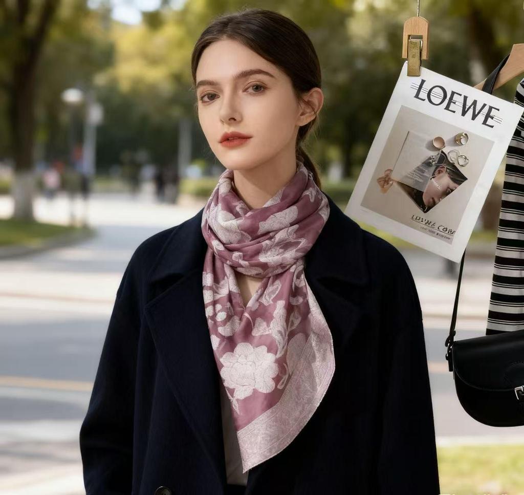 High-End Ethnischer Cut-Out Retro Floral Organza Jacquard Schal